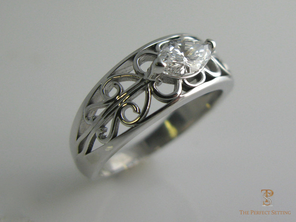 Marquise Diamond Scroll Ring