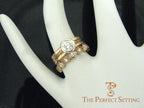 Rose gold platinum bezel wedding ring