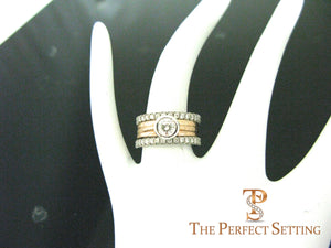 Rose gold platinum bezel wedding ring with diamonds
