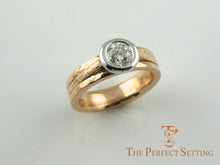 Load image into Gallery viewer, Rose gold diamond platinum bezel ring custom