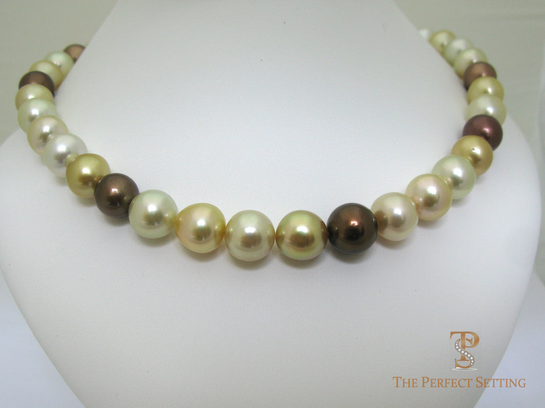 outh Sea Multi Colored Pearl Necklace