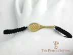 tennis racquet bracelet gold diamonds macrame wrist