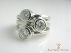 three stone bezel ring diamonds 