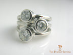 three stone bezel ring diamonds 