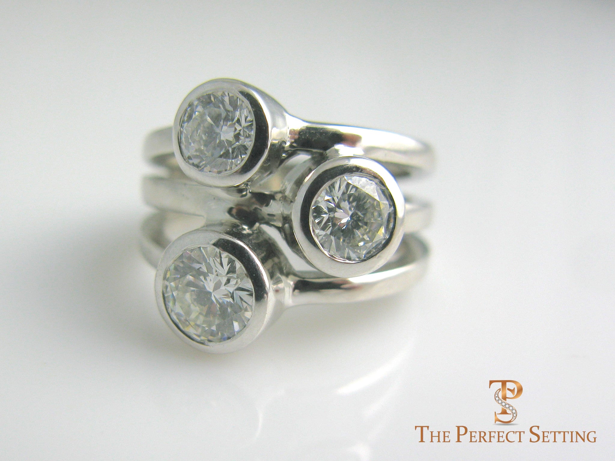 3-Stone Round Brilliant Shape Multirow Twisted Shank Diamond Engagement Ring  | Modern engagement rings, Diamond rings design, Diamond anniversary rings