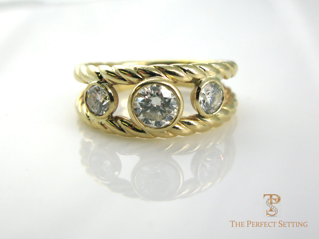 Three Stone Diamond Gold Ring