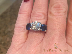 Three Stone Diamond Sapphire Ring