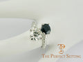 two stone diamond sapphire rope ring righthand finger