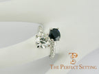 two stone diamond sapphire rope ring righthand finger