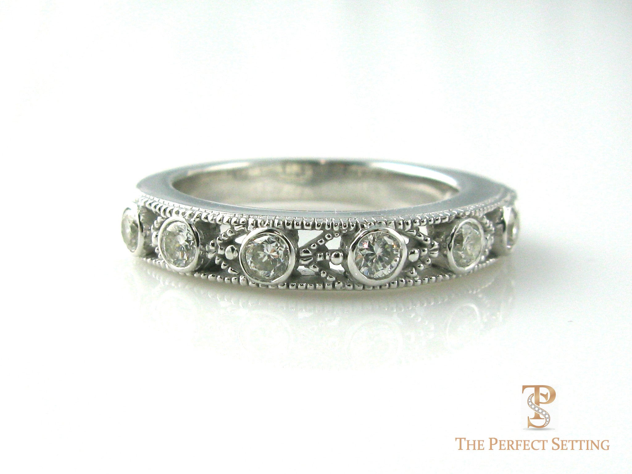 Custom Diamond Wedding Band after resetting